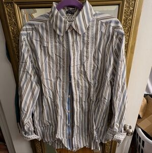 Robert Graham Blue and White Striped Button-Down Shirt
